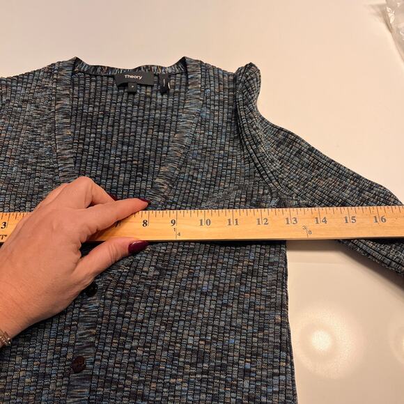 Theory Space-Dyed Ribbed-Knit Cardigan Sweater Size XS - Picture 6 of 10